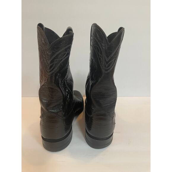 Justin Black EXOTIC Leather Cowboy Boots, Lizard Skin Size 9D Style 3112 - Picture 4 of 5